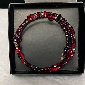 Chic Beaded Maroon Memory Coil Bracelet by Avon